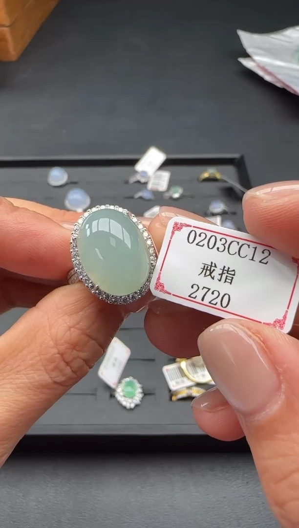 【闪购商品】翡翠戒指银S925镶嵌0203CC12