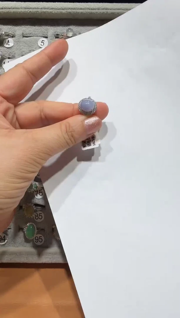 银S925镶嵌戒指翡翠缅甸A货翡翠戒指