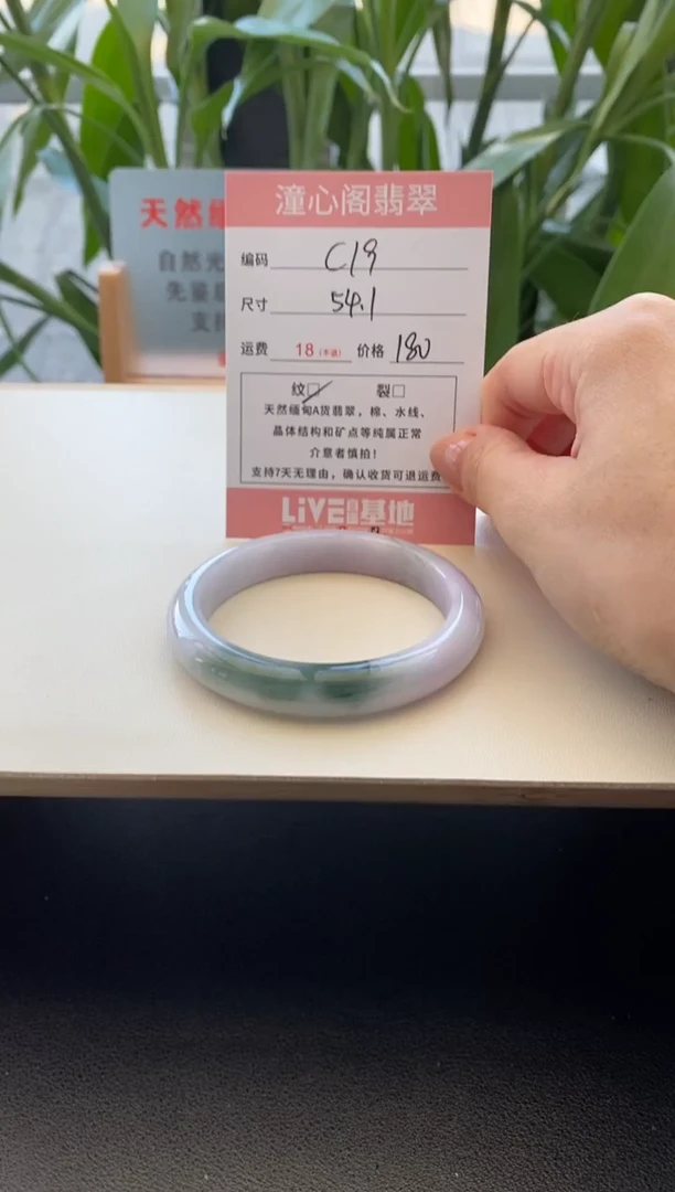 未镶嵌手镯翡翠圈口54编码c19