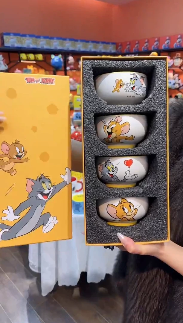 瓷片@@猫和老鼠4.5寸四碗礼盒装