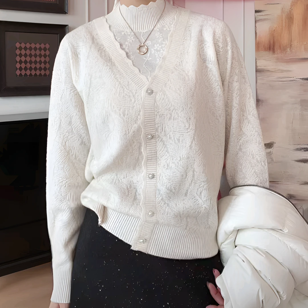 【YHH】冬季时尚V领单排扣套头打底衫-YHW5246