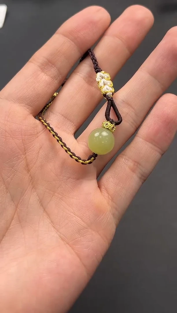 未镶嵌手串和田玉若羌黄口卡12单珠手链微色差