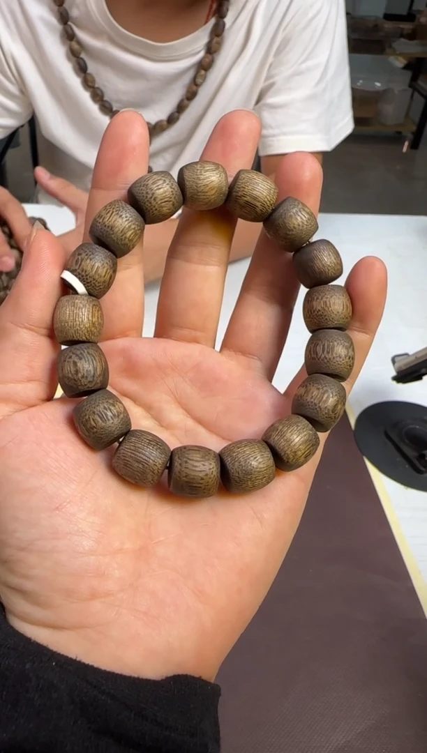 手串沉香窖藏款海南老白棋直纹鼓珠单圈12mm多样性发1
