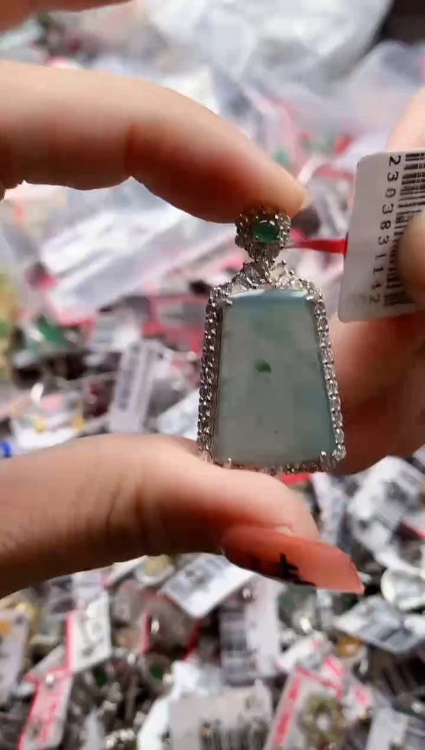 银S925镶嵌戒指翡翠天然A货缅甸翡翠