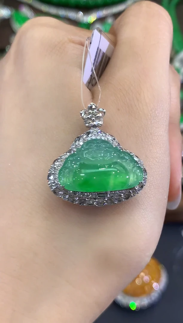 吊坠(不含链)18K金镶嵌翡翠C219