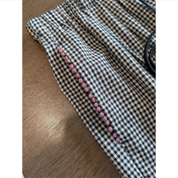 黑白细格高端休闲直筒裤女裤 R0839