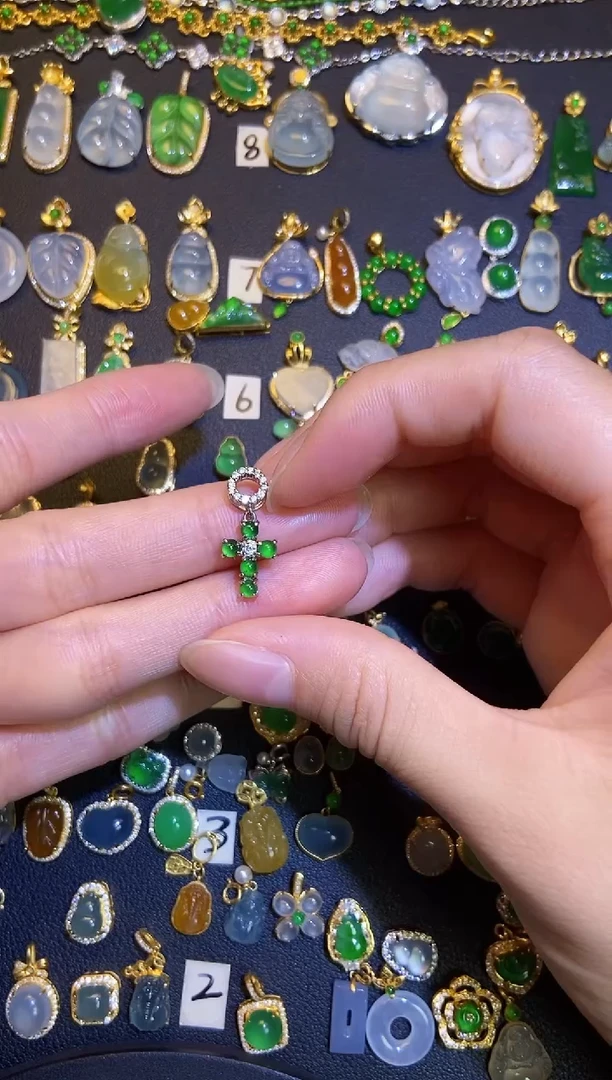 翡翠银S925镶嵌吊坠(不含链)1