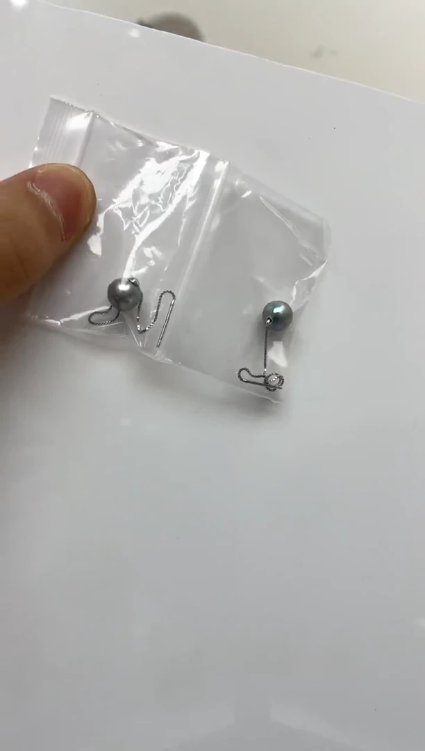 银S925镶嵌耳饰海水珍珠7-8