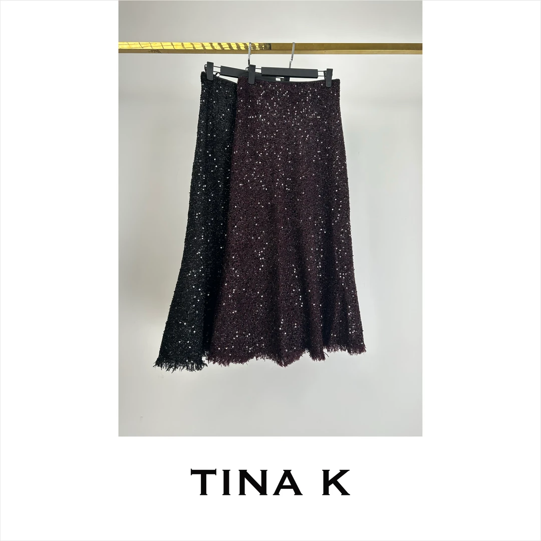 TinaK成人长裙不褪色半身裙蕾丝长款春季时尚拼接秋冬BQ224125