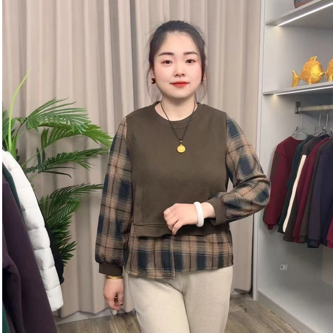 女款2025春季新款时尚百搭减龄显瘦加绒加厚时髦假两件卫衣