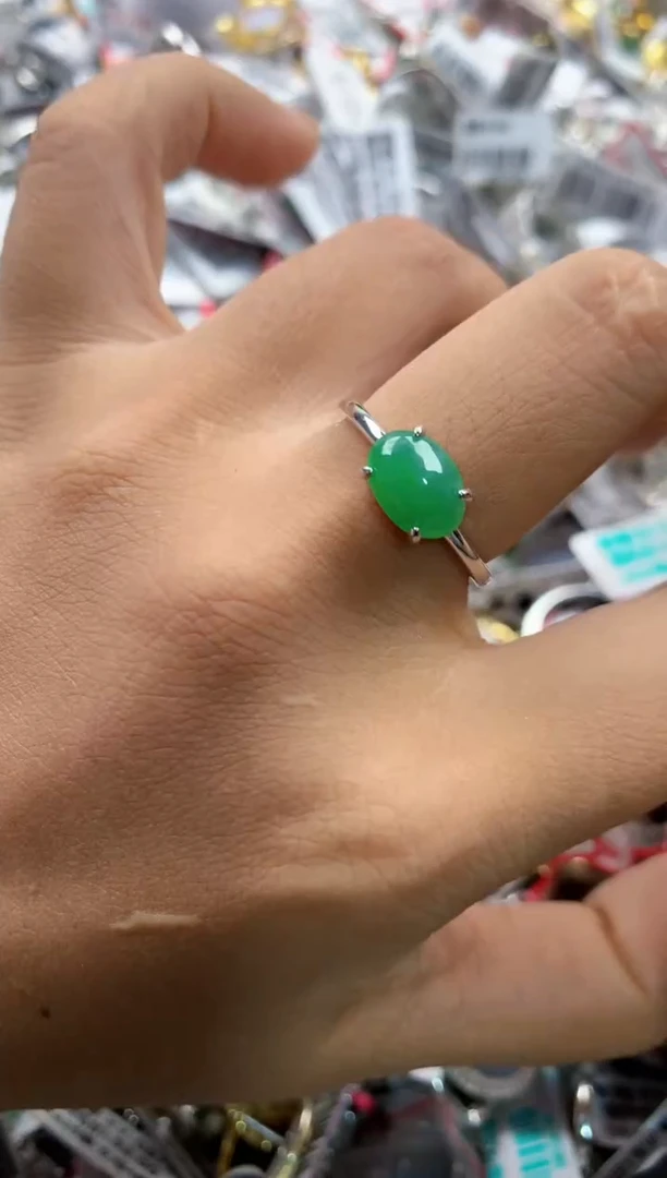 银S925镶嵌戒指翡翠999    5