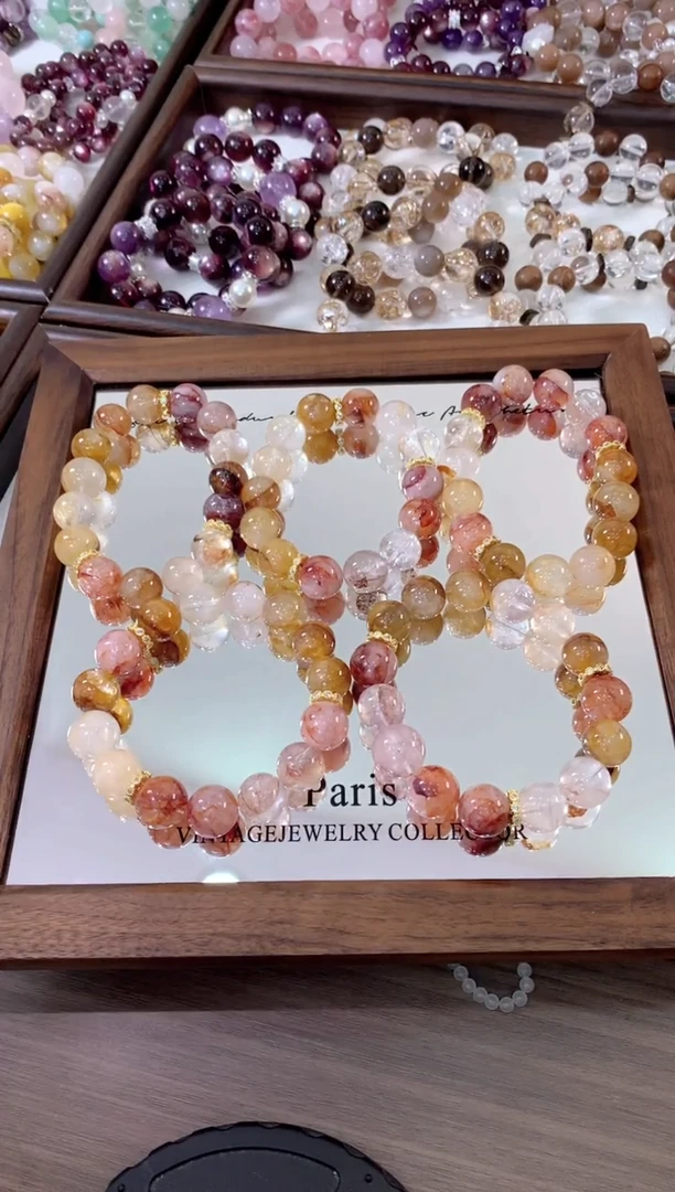 未镶嵌手串水晶黄胶花红胶花锆石隔片单圈 D-J029-15