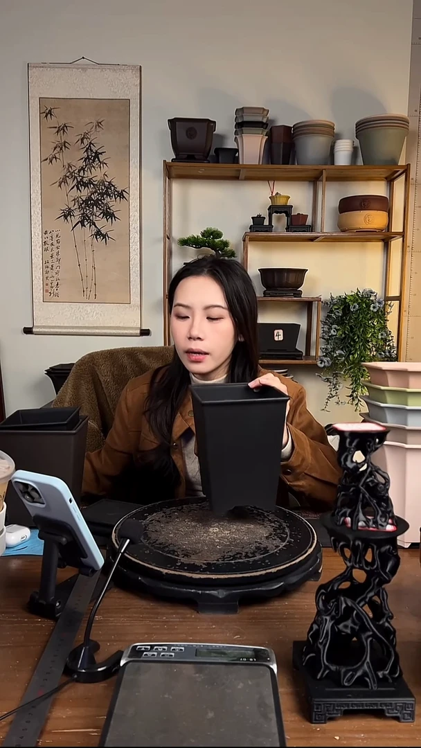 13.8×18.3四方盆，紫檀色五只装