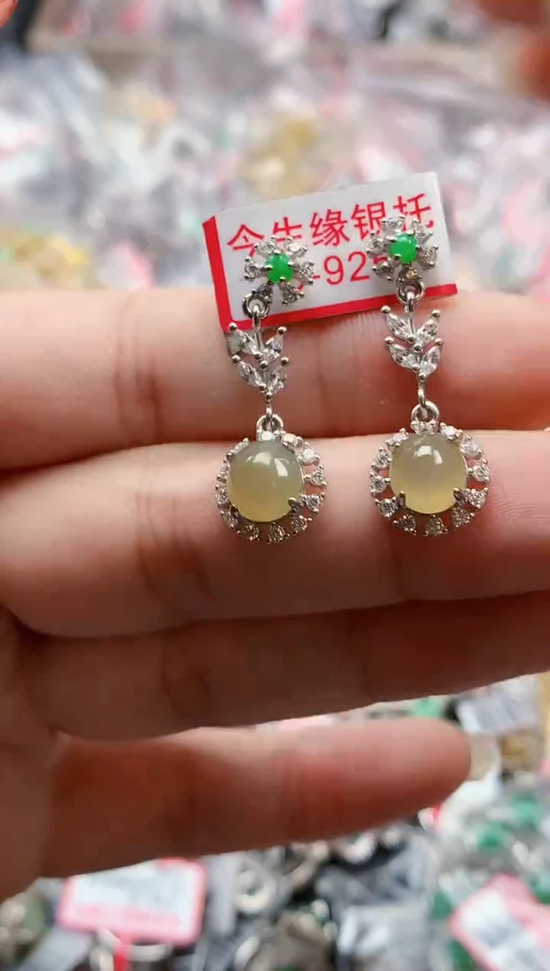 银S925镶嵌戒指翡翠天然A货缅甸翡翠