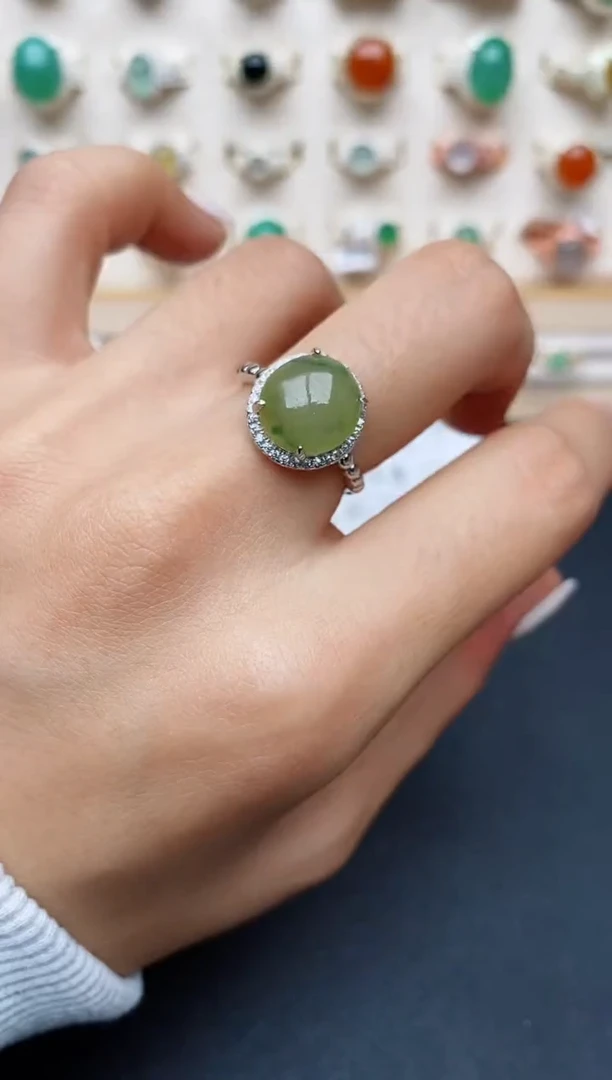 【闪购商品】翡翠戒指银S925镶嵌缅甸翡翠