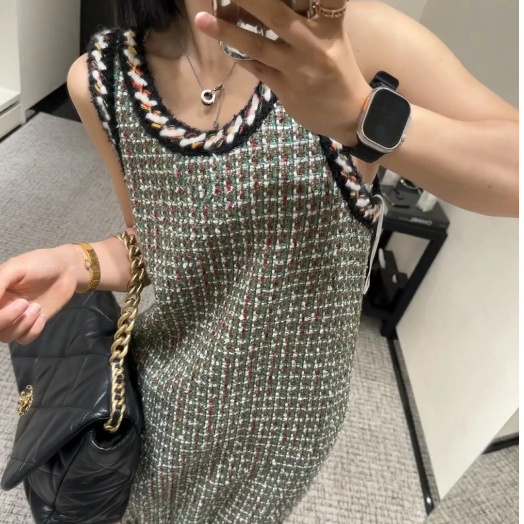 Chanel23A高级手工坊软呢滚边连衣裙 34码