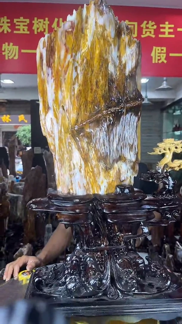 缅甸天然硅化木摆件