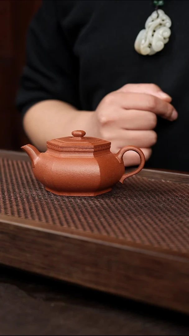茶壶紫砂红降坡大彬六方