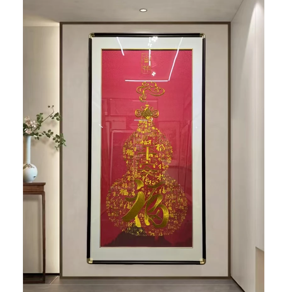 梨花海棠【福禄临门】高端织锦新中式简约入户玄关走廊过道挂画