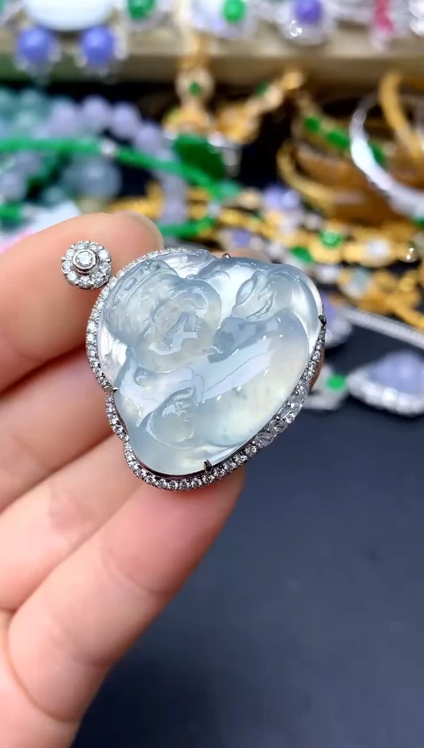 颈饰18K金镶嵌翡翠414 -中国好珍宝