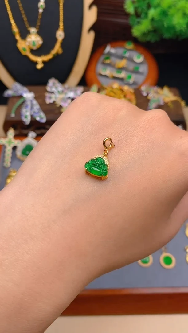 【闪购商品】翡翠吊坠(不含链)银S925镶嵌佛公万能扣