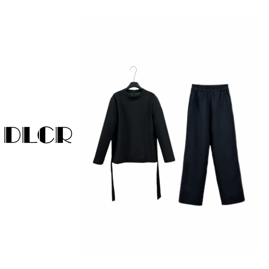 DLCR【大琳】2025重磅春款轻奢设计师休闲百搭春季新款女装圆领套装