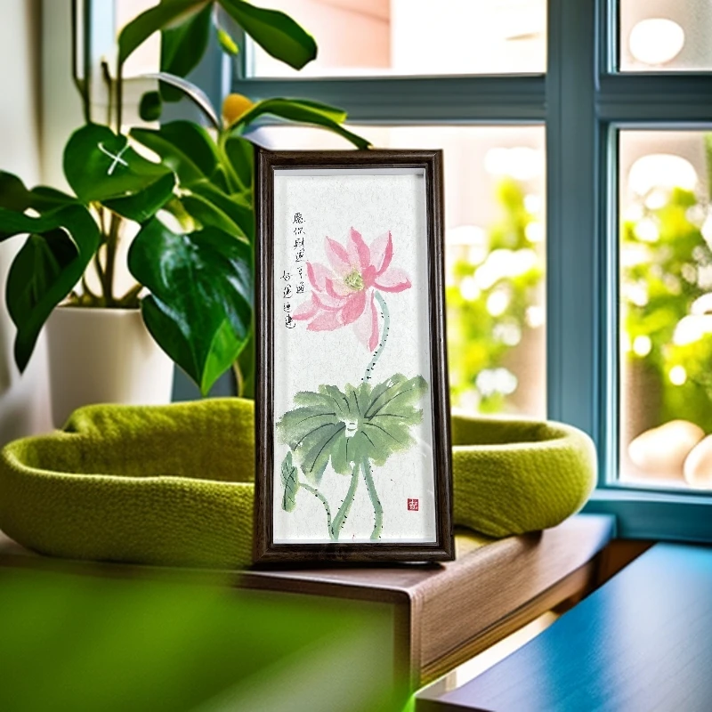 《好运连连》尺寸17*37cm创意高档桌面摆件荷花家用中国风新中式