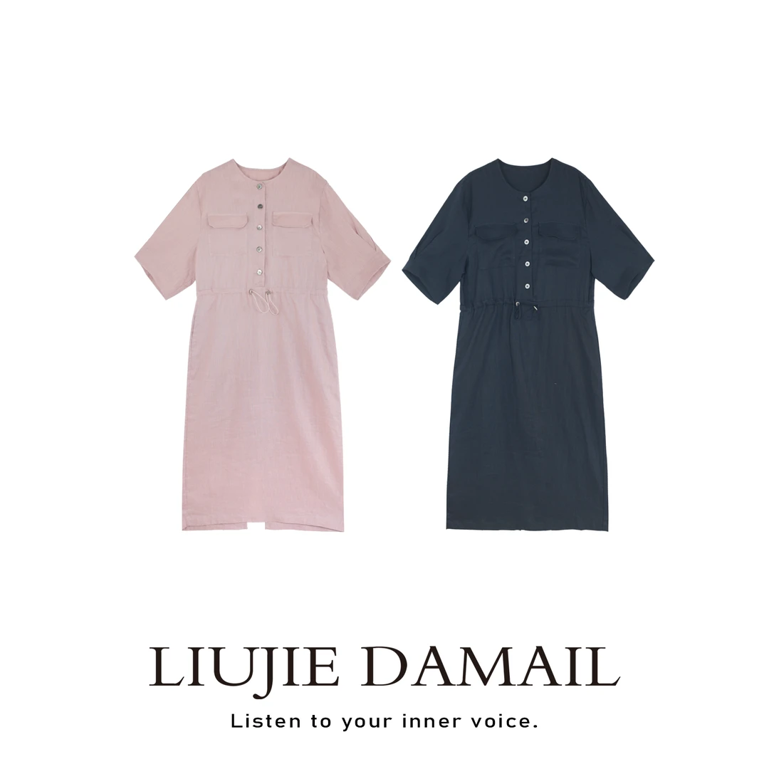 亚麻长裙/liujie/夏日度假简约舒适长裙