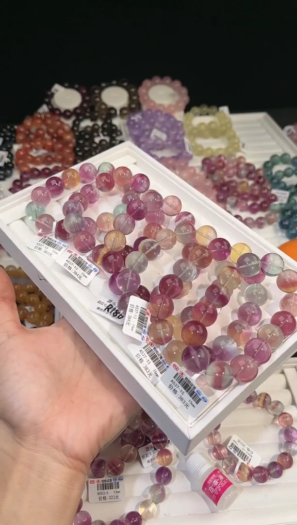 【闪购商品】萤石手链未镶嵌多样性发一彩萤石15mm
