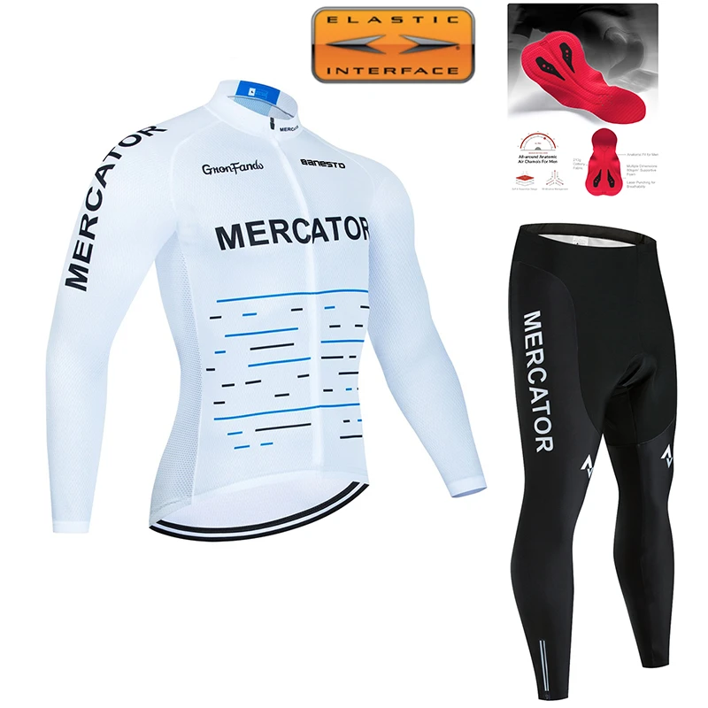 双箭头骑行装备黑色长袖套装公路车骑行服速干透气山地车骑行裤男