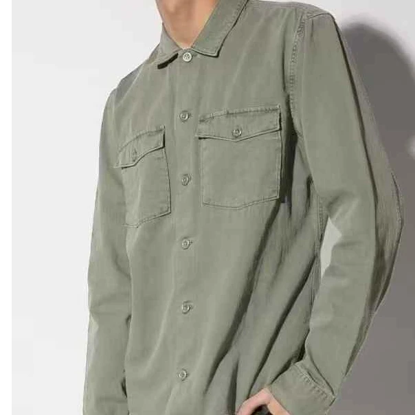 羊头衬衫时尚男士衬衣长袖薄款翻领耐磨夹克外套