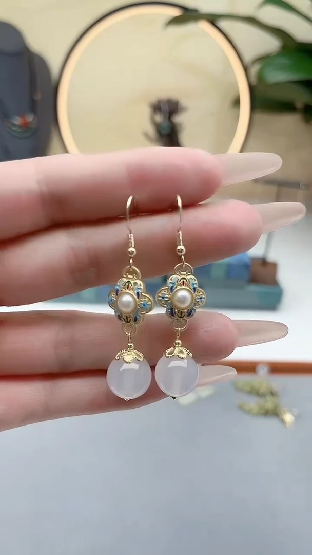 银S925镶嵌耳饰玛瑙/玉髓309