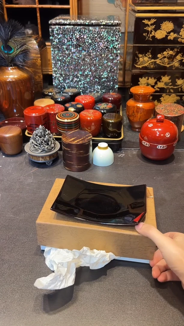 翘脚杯垫五片 大漆漆器大漆漆器大漆漆器