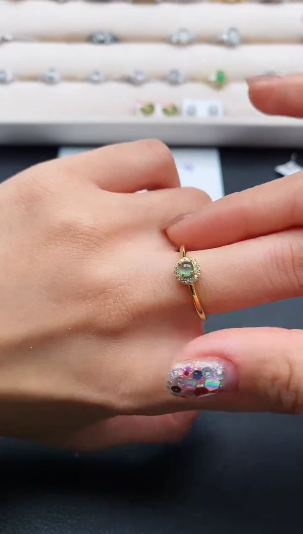 银S925镶嵌戒指翡翠3333333+4