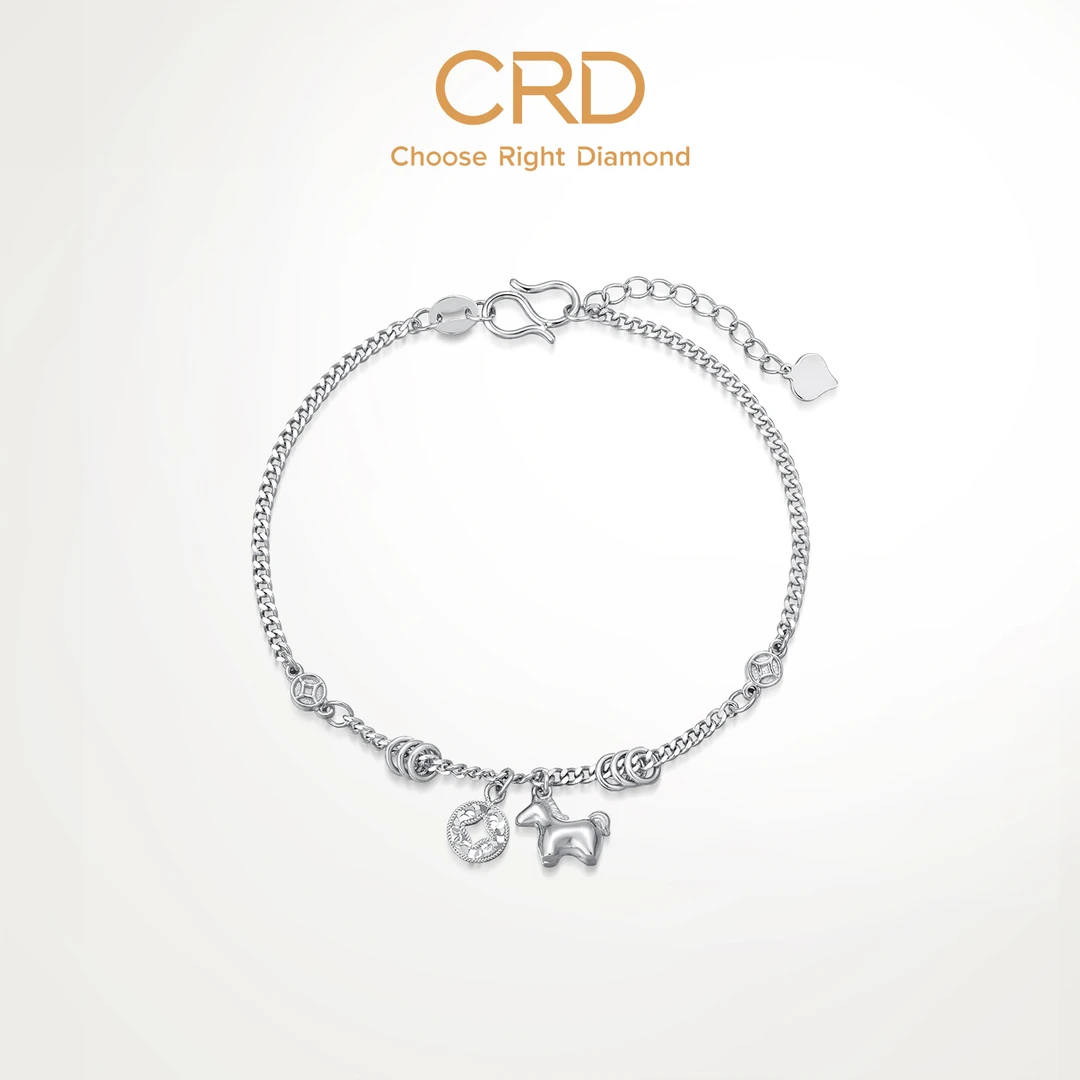 CRD克徕帝PT950马上有钱铂金手链碎碎冰铜钱小马手串可调节送礼