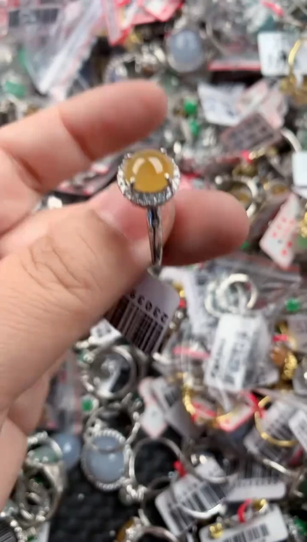 银S925镶嵌戒指翡翠777   3