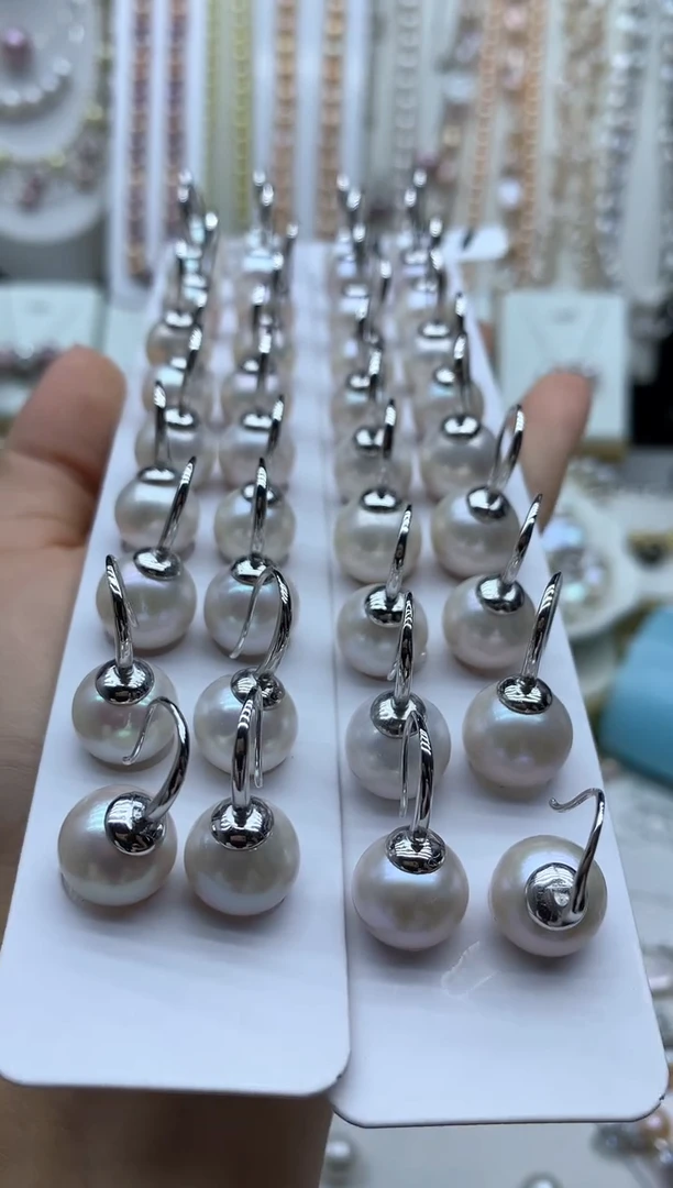银S925镶嵌淡水珍珠耳饰多样性发其一
