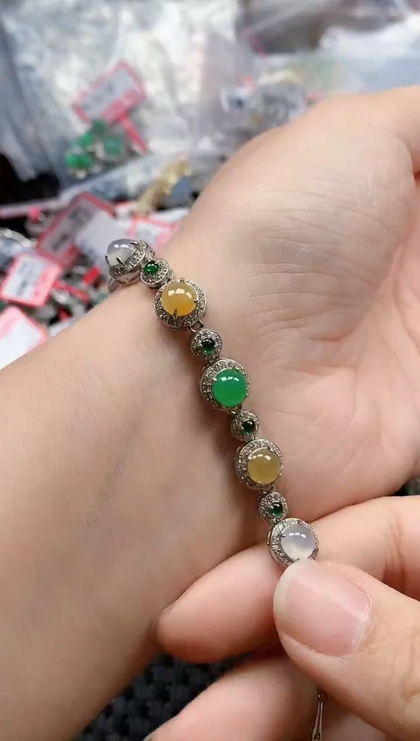 银S925镶嵌戒指翡翠天然A货缅甸翡翠