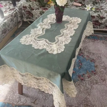 ZN120-196意大利绒【145*220】祖母绿意大利绒毛巾绣边桌布茶几布