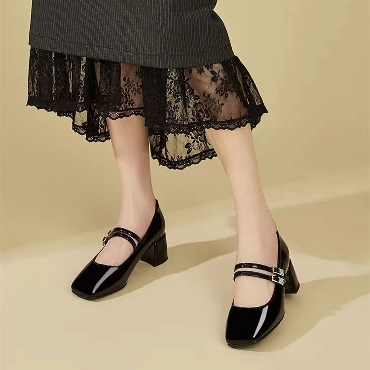 825-07    新款法式时尚气质粗跟单鞋