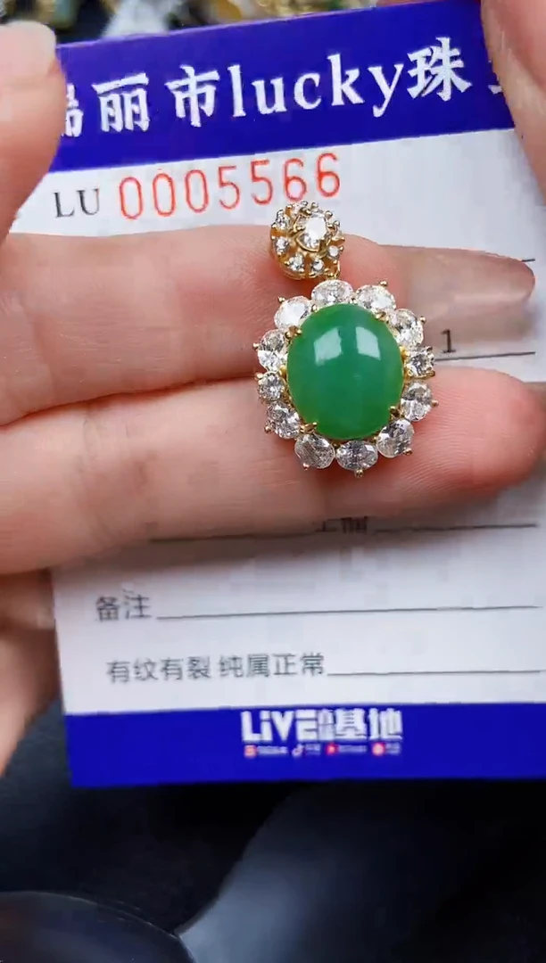 翡翠银S925镶嵌颈饰5566