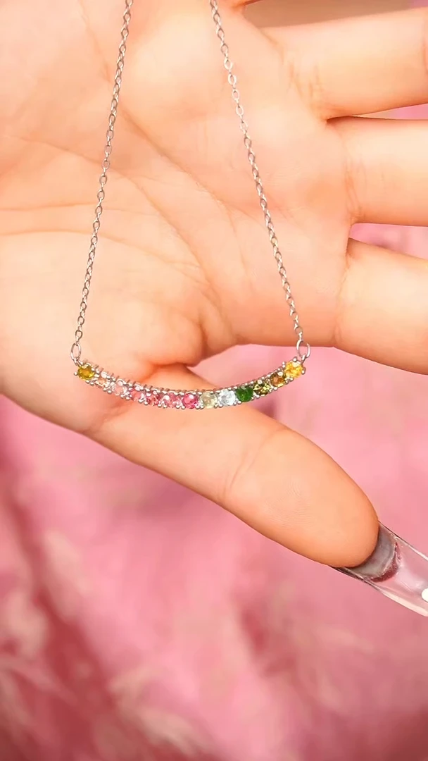 颈饰银S925镶嵌碧玺A25