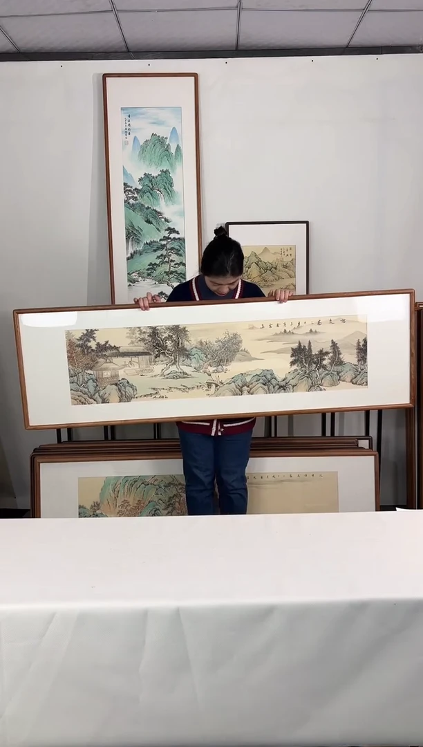 国画手绘*访友图*52*172cm