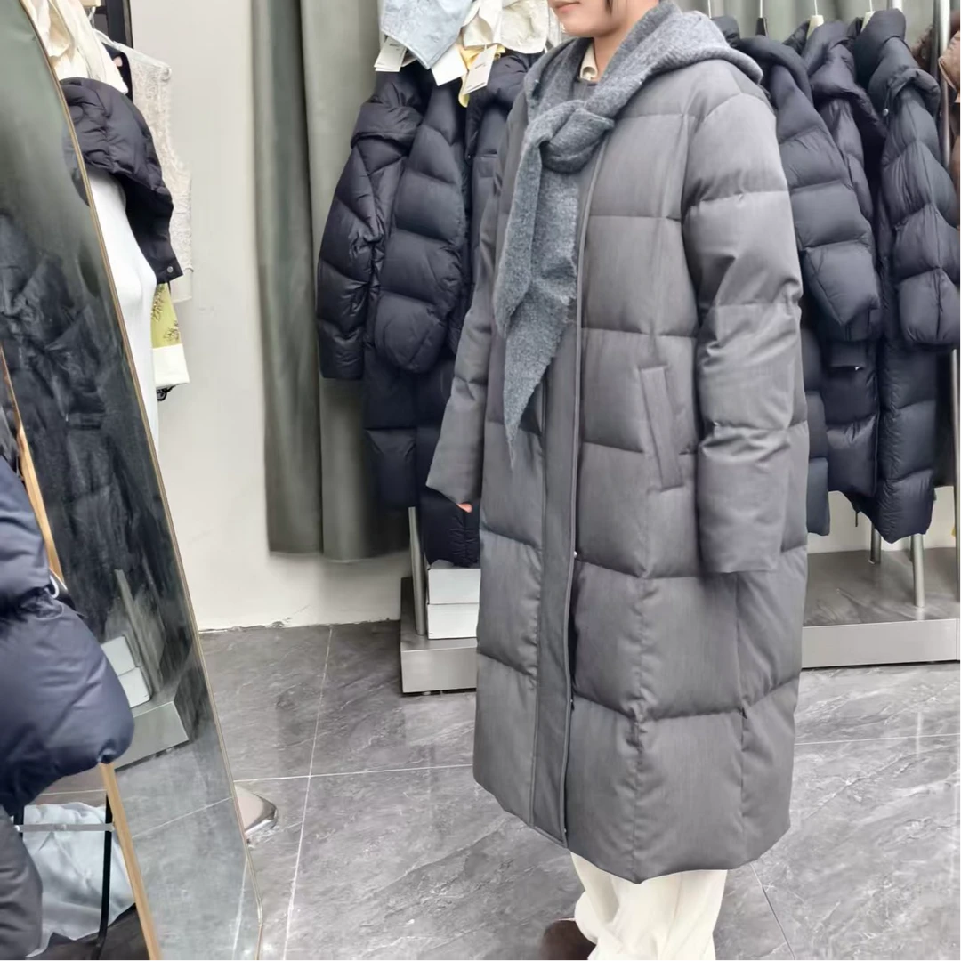 90鹅白色长款休闲连帽韩版女式中长羽绒服女装保暖韩版5157