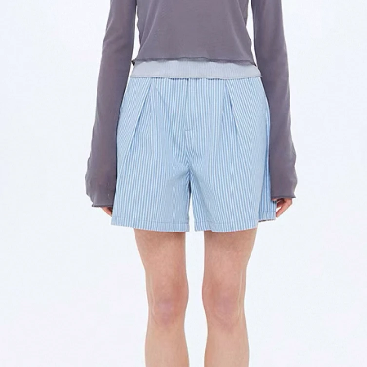 【浪屿】日系mou家伞形捏褶百棉短裤0291