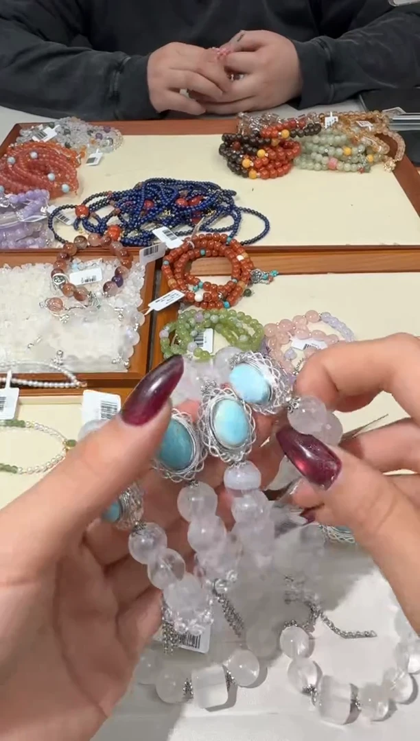 【闪购商品】水晶手链未镶嵌 D334白幽灵喜马拉雅海纹蛋面款