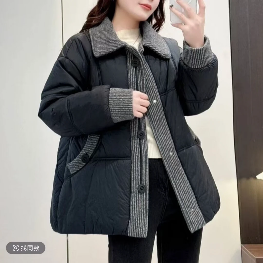 三粒扣2冬季时尚洋气短款棉服女保暖舒适百搭外套