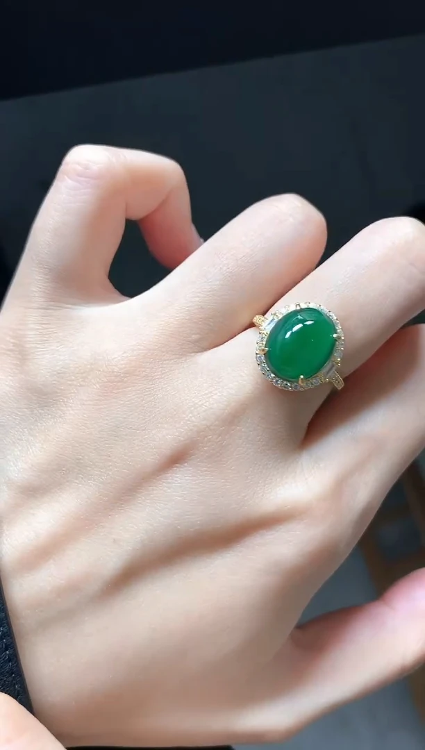 银S925镶嵌戒指翡翠51511