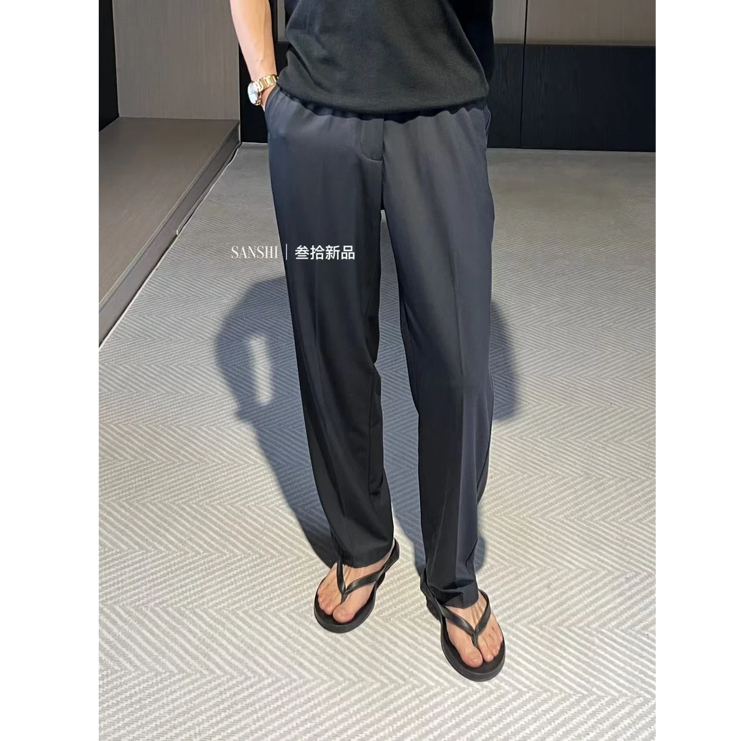 【轻薄垂顺】Z系 桑蚕丝混纺弹力松紧腰薄款男士微宽松极简休闲裤