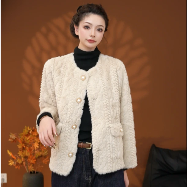 2024冬季时尚毛毛短外套冬新款休闲百搭气质感